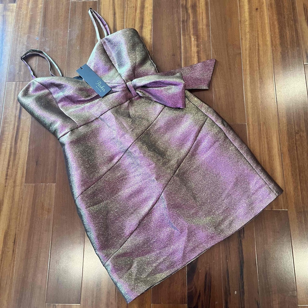 New NWT Parker Black Collection Dress Metallic Fuschia Sleeveless Cocktail Sz 4